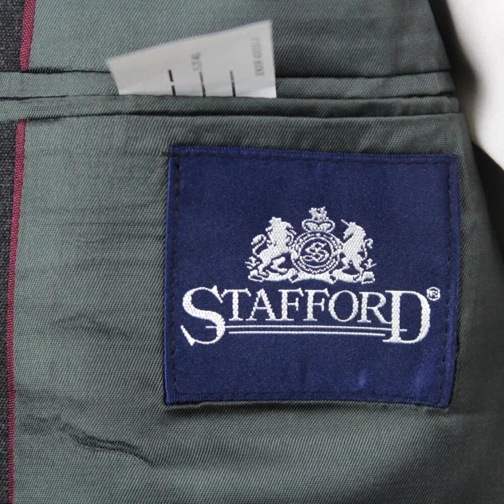 Stafford Mens 2-pc Suit Blazer‎ Jacket 40L Pants Size 30Wx31L Grey Solid E081155